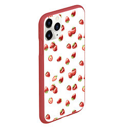 Чехол iPhone 11 Pro матовый Клубничка, паттерн, цвет: 3D-красный — фото 2