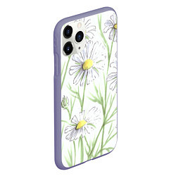 Чехол iPhone 11 Pro матовый Скетч Ромашки, цвет: 3D-серый — фото 2