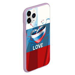 Чехол iPhone 11 Pro матовый Флаг России в виде сердца, цвет: 3D-сиреневый — фото 2