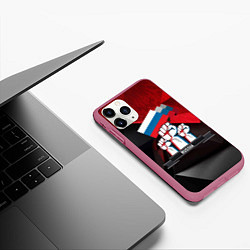 Чехол iPhone 11 Pro матовый Русская сила: кулаки, цвет: 3D-малиновый — фото 2