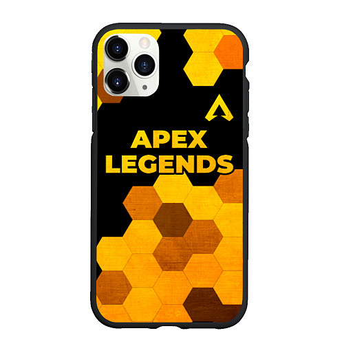 Чехол iPhone 11 Pro матовый Apex Legends - gold gradient: символ сверху / 3D-Черный – фото 1
