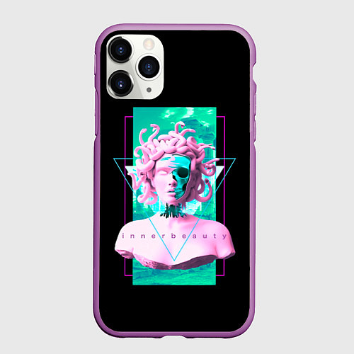 Чехол iPhone 11 Pro матовый Бюст Горгоны / 3D-Фиолетовый – фото 1