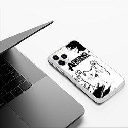 Чехол iPhone 11 Pro матовый Asking Alexandria рок кот на светлом фоне, цвет: 3D-белый — фото 2