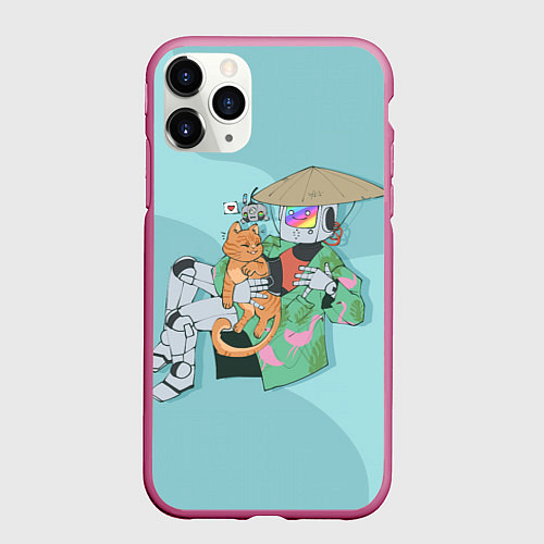 Чехол iPhone 11 Pro матовый Бродяга с друзьями / 3D-Малиновый – фото 1