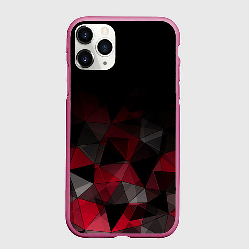 Чехол iPhone 11 Pro матовый Черно-красный геометрический / 3D-Малиновый – фото 1