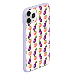 Чехол iPhone 11 Pro матовый Баклажаны и персики паттерн, цвет: 3D-светло-сиреневый — фото 2