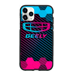 Чехол iPhone 11 Pro матовый Geely - neon gradient, цвет: 3D-черный