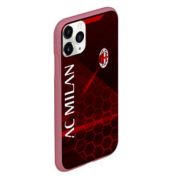 Чехол iPhone 11 Pro матовый Ac milan Соты, цвет: 3D-малиновый — фото 2