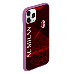 Чехол iPhone 11 Pro матовый Ac milan Соты, цвет: 3D-фиолетовый — фото 2