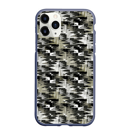 Чехол iPhone 11 Pro матовый Абстрактный камуфляжный / 3D-Серый – фото 1