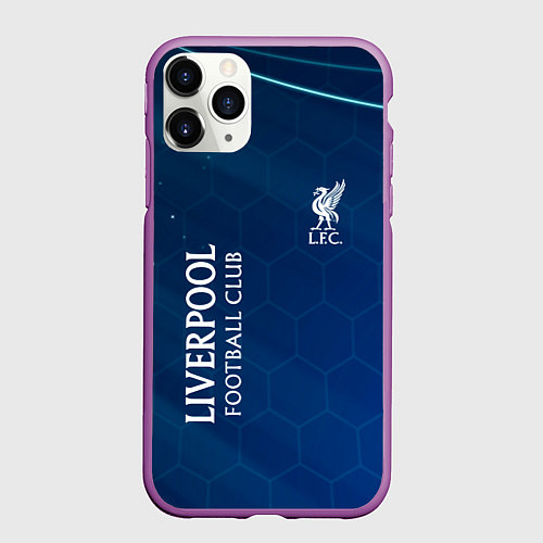 Чехол iPhone 11 Pro матовый Liverpool Соты Абстракция / 3D-Фиолетовый – фото 1