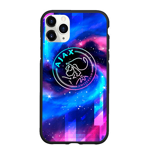 Чехол iPhone 11 Pro матовый Ajax неоновый космос / 3D-Черный – фото 1