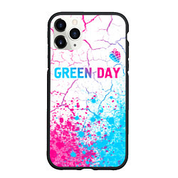 Чехол iPhone 11 Pro матовый Green Day neon gradient style: символ сверху
