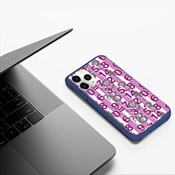 Чехол iPhone 11 Pro матовый Бело-розовый узор Арифметика, цвет: 3D-тёмно-синий — фото 2