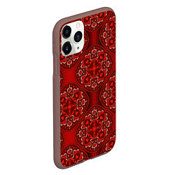 Чехол iPhone 11 Pro матовый Красные абстрактные круглые узоры, цвет: 3D-коричневый — фото 2