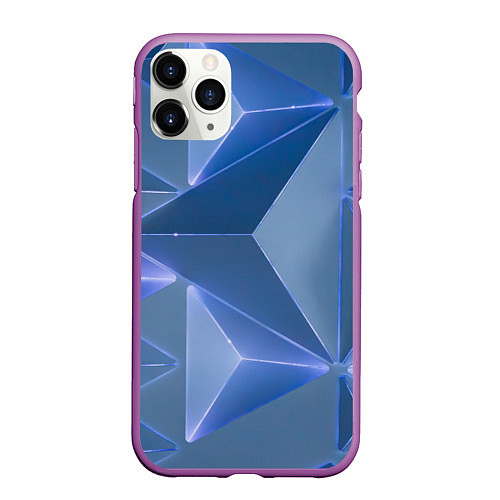 Чехол iPhone 11 Pro матовый Неоновая киберпанк броня - Синий / 3D-Фиолетовый – фото 1