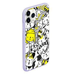 Чехол iPhone 11 Pro матовый Милые Чёрные и Жёлтые Коты, цвет: 3D-светло-сиреневый — фото 2