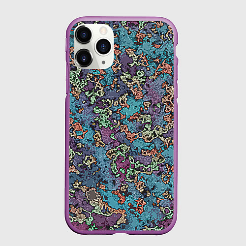 Чехол iPhone 11 Pro матовый Галлюциногенные узоры / 3D-Фиолетовый – фото 1