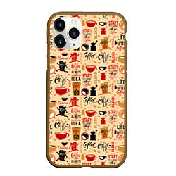 Чехол iPhone 11 Pro матовый Start your day with of coffee, цвет: 3D-коричневый