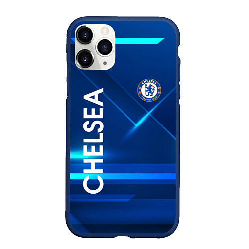 Чехол iPhone 11 Pro матовый Chelsea Синяя абстракция / 3D-Тёмно-синий – фото 1