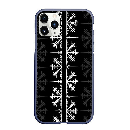 Чехол iPhone 11 Pro матовый Скандинавский компас Вегвизир / 3D-Серый – фото 1