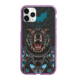 Чехол iPhone 11 Pro матовый Кибер медведь, цвет: 3D-фиолетовый