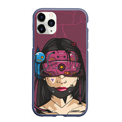 Чехол iPhone 11 Pro матовый Кибер-девушка, цвет: 3D-серый