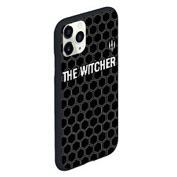 Чехол iPhone 11 Pro матовый The Witcher glitch на темном фоне: символ сверху, цвет: 3D-черный — фото 2