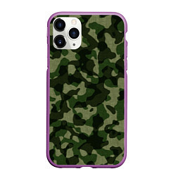 Чехол iPhone 11 Pro матовый Камуфляж зелёного цвета, цвет: 3D-фиолетовый