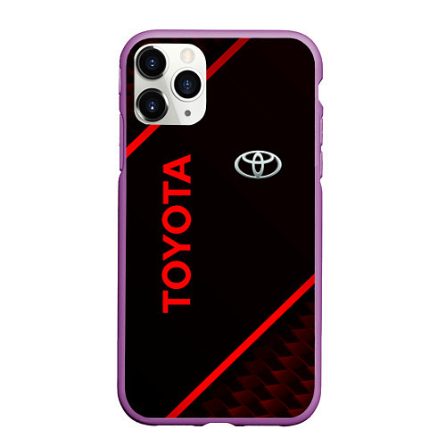 Чехол iPhone 11 Pro матовый Toyota Красная абстракция / 3D-Фиолетовый – фото 1