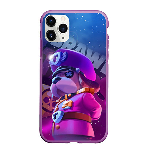 Чехол iPhone 11 Pro матовый Галактический генерал Гавс Brawl Stars / 3D-Фиолетовый – фото 1