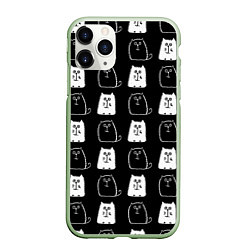 Чехол iPhone 11 Pro матовый Милые Чёрные и Белые Коты