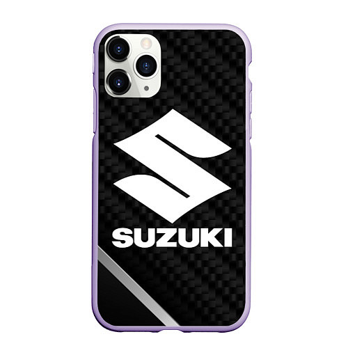 Чехол iPhone 11 Pro матовый Suzuki карбон / 3D-Светло-сиреневый – фото 1