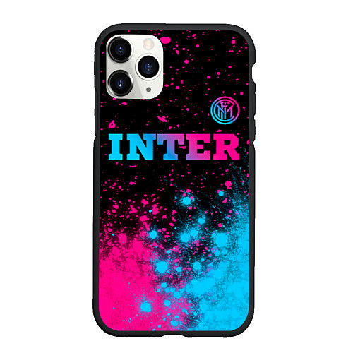 Чехол iPhone 11 Pro матовый Inter - neon gradient: символ сверху / 3D-Черный – фото 1