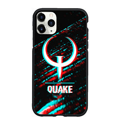 Чехол iPhone 11 Pro матовый Quake в стиле glitch и баги графики на темном фоне, цвет: 3D-черный