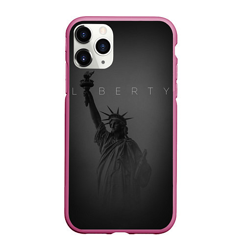 Чехол iPhone 11 Pro матовый LIBERTY - СТАТУЯ СВОБОДЫ / 3D-Малиновый – фото 1