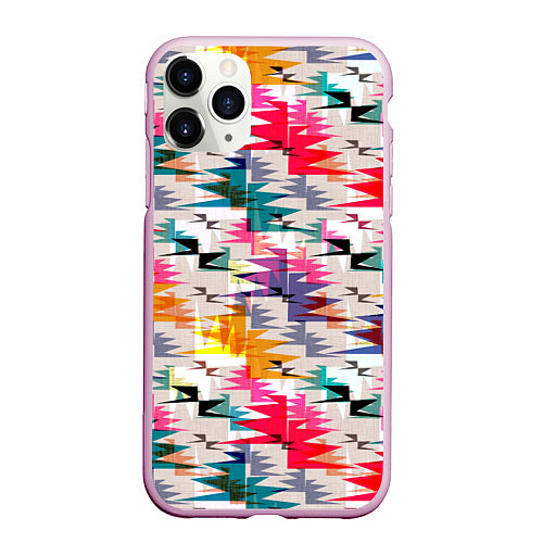 Чехол iPhone 11 Pro матовый Многоцветный абстрактный геометрический / 3D-Розовый – фото 1