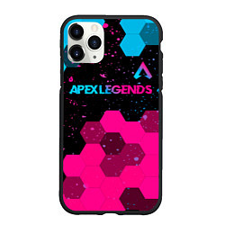 Чехол iPhone 11 Pro матовый Apex Legends - neon gradient: символ сверху