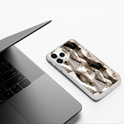 Чехол iPhone 11 Pro матовый Абстрактный гранжевый коричнево-бежевый, цвет: 3D-белый — фото 2