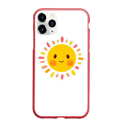 Чехол iPhone 11 Pro матовый Забавное солнышко, цвет: 3D-красный