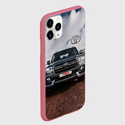 Чехол iPhone 11 Pro матовый Toyota Land Cruiser in the mountains, цвет: 3D-малиновый — фото 2