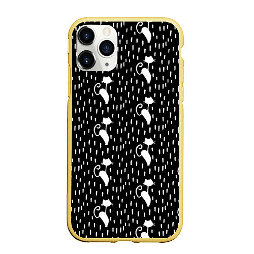 Чехол iPhone 11 Pro матовый Кошки Под Дождём / 3D-Желтый – фото 1