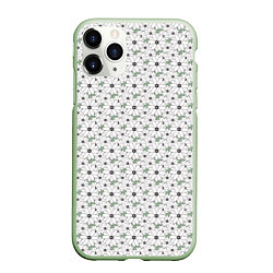 Чехол iPhone 11 Pro матовый Белые ромашки на зеленом текстурированном фоне