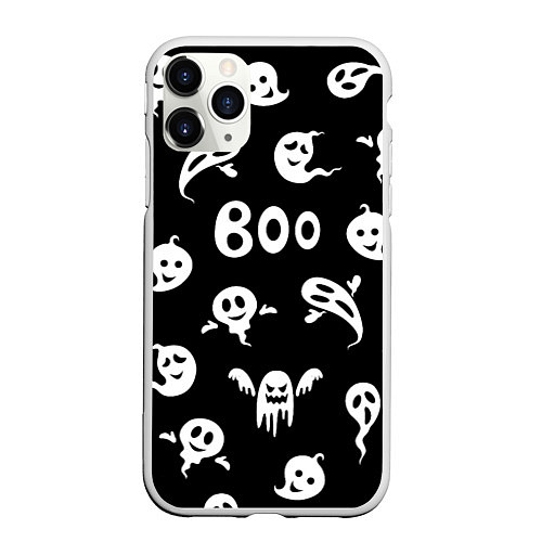 Чехол iPhone 11 Pro матовый Приведение Boo Хэллоуин / 3D-Белый – фото 1