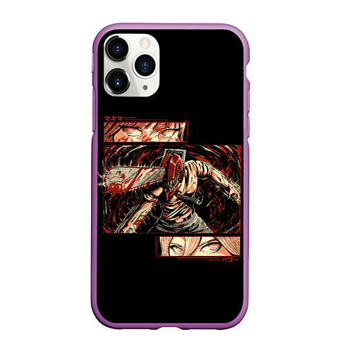 Чехол iPhone 11 Pro матовый Взгляды Макимы и Пауэр - Человек бензопила / 3D-Фиолетовый – фото 1