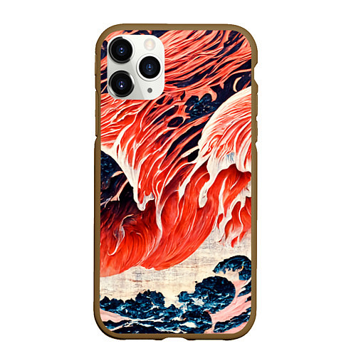 Чехол iPhone 11 Pro матовый Великая красная волна / 3D-Коричневый – фото 1
