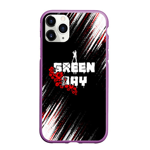 Чехол iPhone 11 Pro матовый Green day - абстракция / 3D-Фиолетовый – фото 1