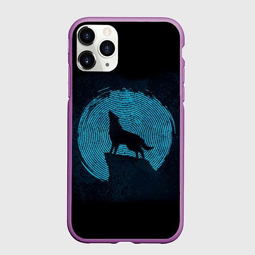 Чехол iPhone 11 Pro матовый Силуэт волка / 3D-Фиолетовый – фото 1