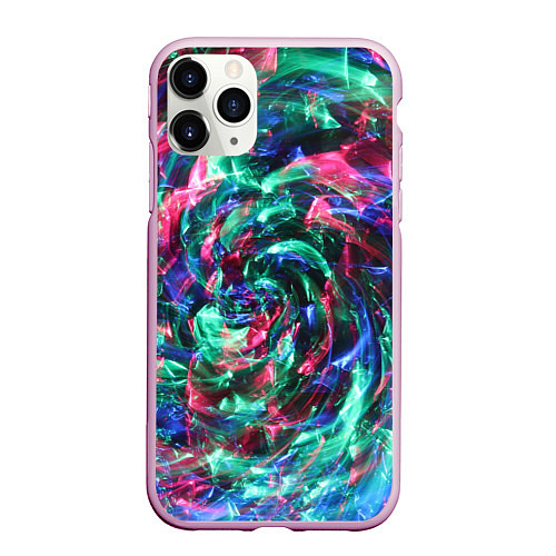 Чехол iPhone 11 Pro матовый Абстрактные волны огоньков / 3D-Розовый – фото 1