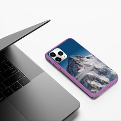 Чехол iPhone 11 Pro матовый Каракорум, К2, Чогори, 8614 м - вторая по высоте, цвет: 3D-фиолетовый — фото 2